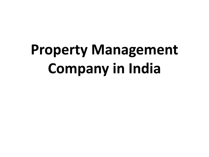 property management company in india