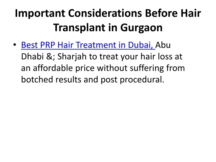 important considerations before hair transplant in gurgaon