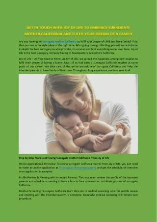 Make your dreams come true with Joy Of Life Surrogacy