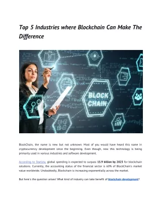 Industries where blockchain techchnology is used
