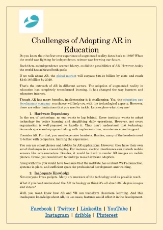 challenges of adopting ar in education
