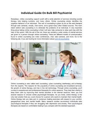 individual guide on bulk bill psychiatrist