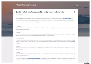 Qualities to look for when you need the best pressure cooker in India