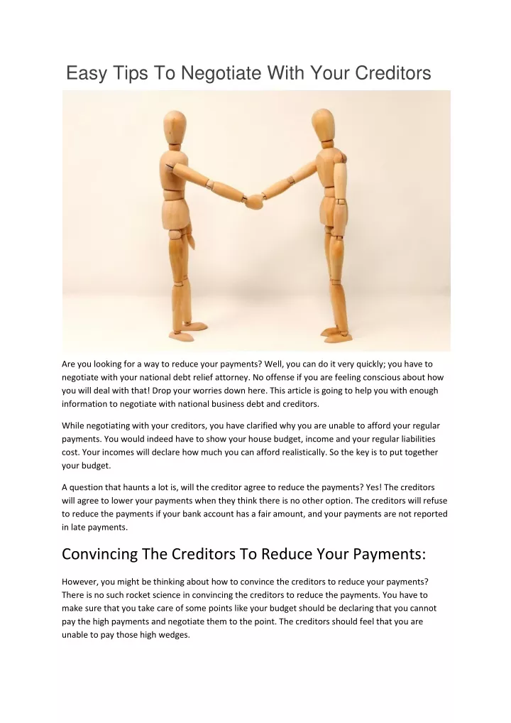 easy tips to negotiate with your creditors