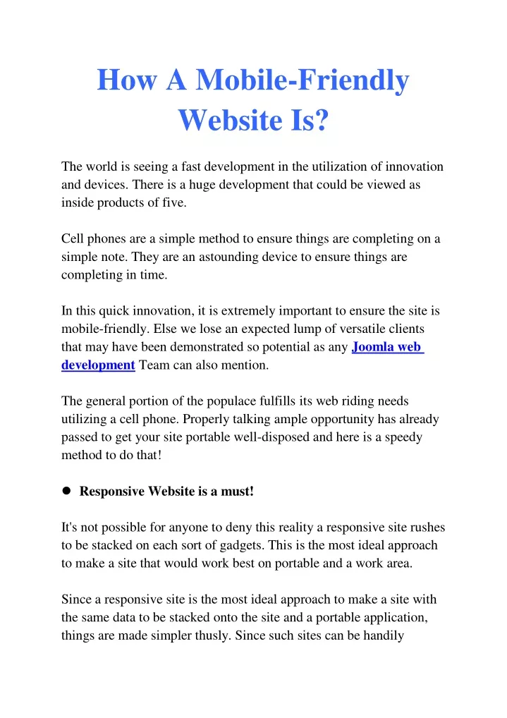 how a mobile friendly website is