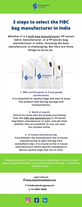3 steps to select the FIBC bag manufacturer in India
