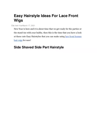 Easy Hairstyle Ideas For Lace Front Wigs