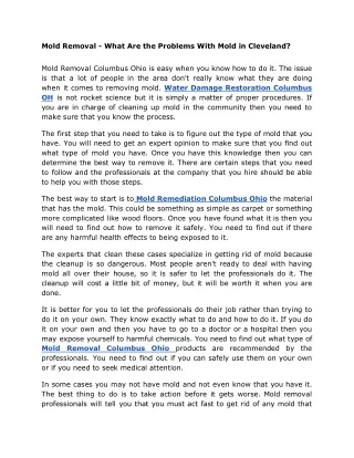 mold removal what are the problems with mold