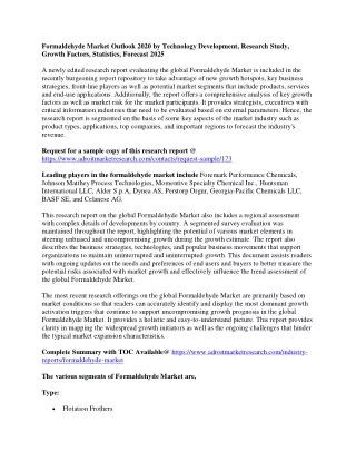formaldehyde market outlook 2020 by technology