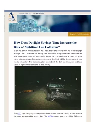 How Does Daylight Savings Time Increase the Risk of Nighttime Car Collisions?