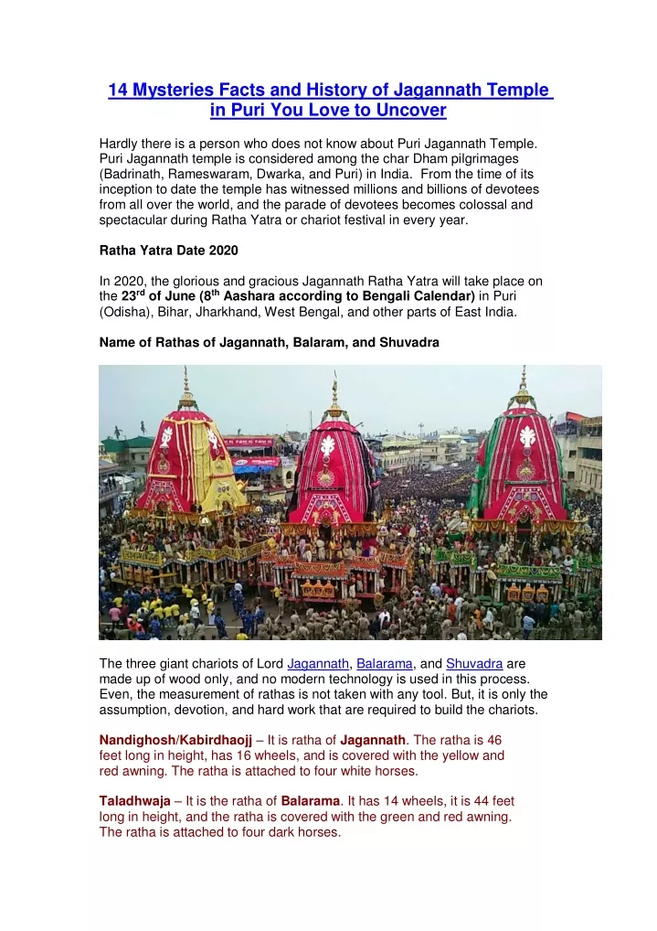 14 mysteries facts and history of jagannath