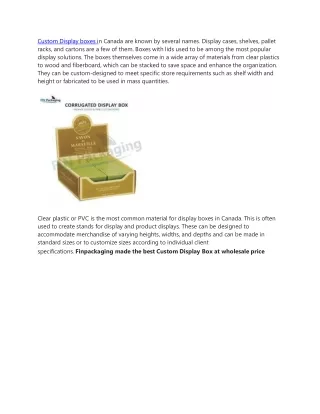 custom display boxes i n canada are known