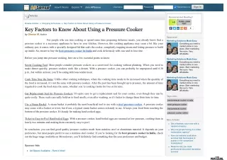 Key Factors to Know About Using a Pressure Cooker