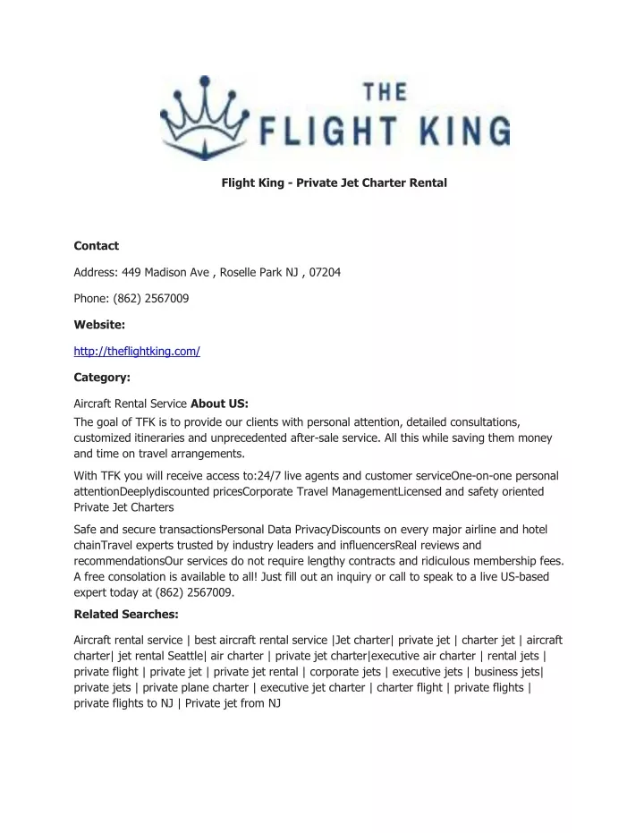 flight king private jet charter rental
