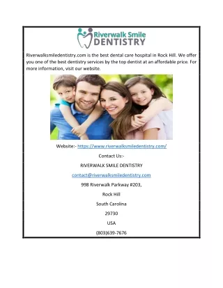 Dentist in Rock Hill SC | Riverwalksmiledentistry.com