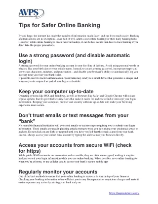 Tips for Safer Online Banking