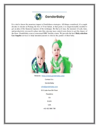 Los Angeles Fertility Center | Genderbaby.com