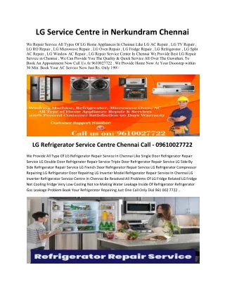 LG Service Centre in Nerkundram Chennai