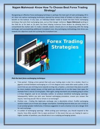 Najam Mahmood- Know How To Choose Best Forex Trading Strategy!
