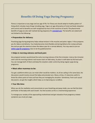 benefits of doing yoga during pregnancy