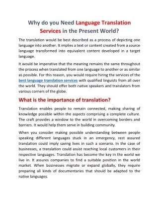 why do you need language translation services