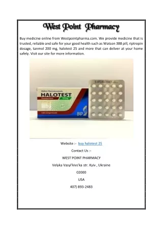 Buy Halotest 25 | Westpointpharma.com
