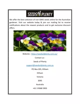 Buy Seeds Online in Australia | Seeds Of Plenty