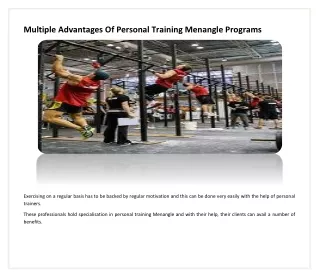 multiple advantages of personal training menangle