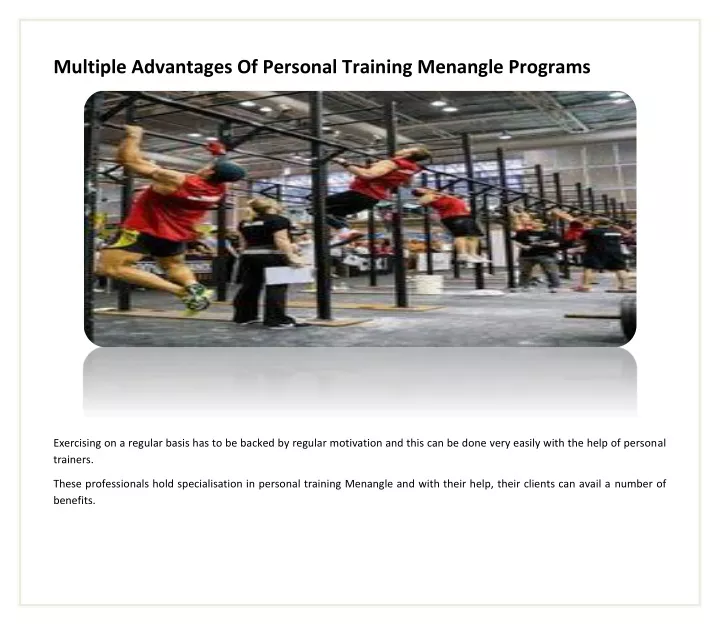 multiple advantages of personal training menangle
