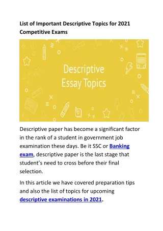 list of important descriptive topics for 2021