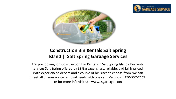 construction bin rentals salt spring island salt