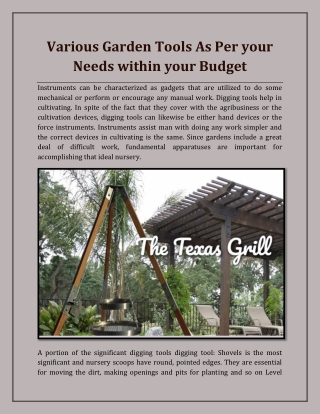 various garden tools as per your needs within