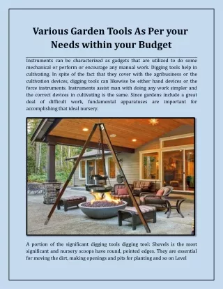 various garden tools as per your needs within your budget