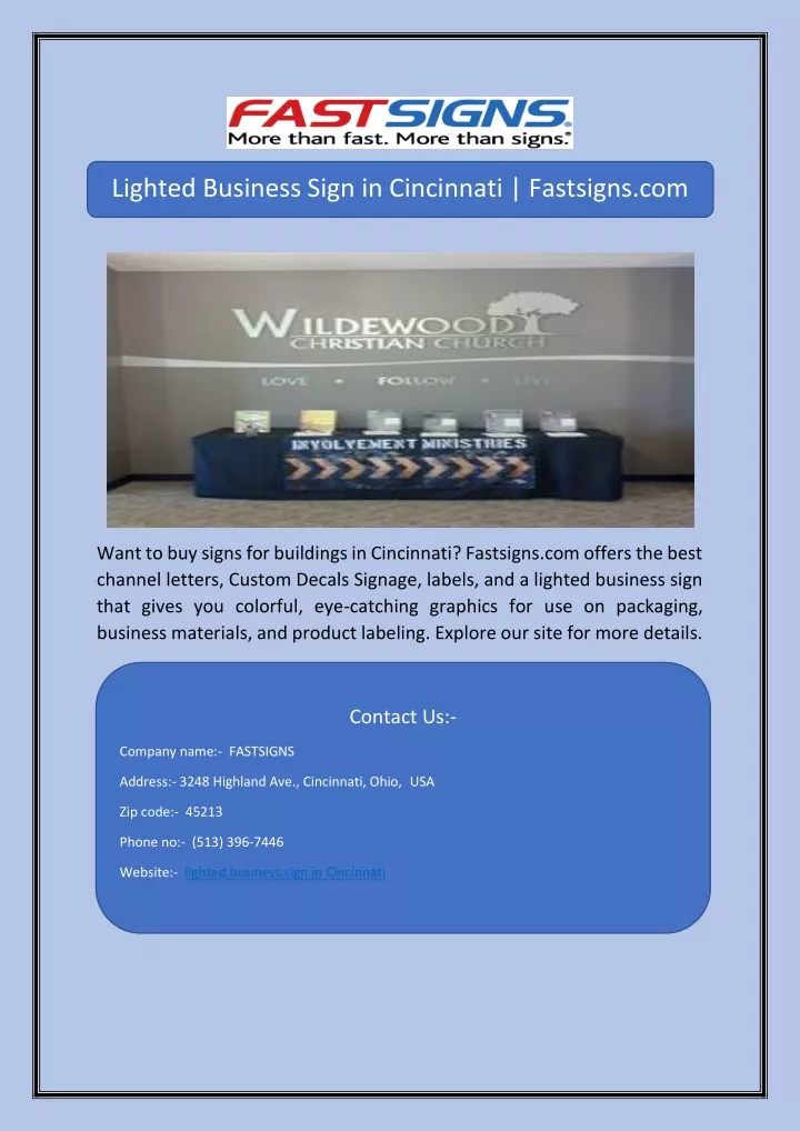 lighted business sign in cincinnati fastsigns com