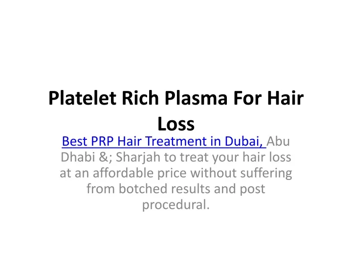 platelet rich plasma for hair loss