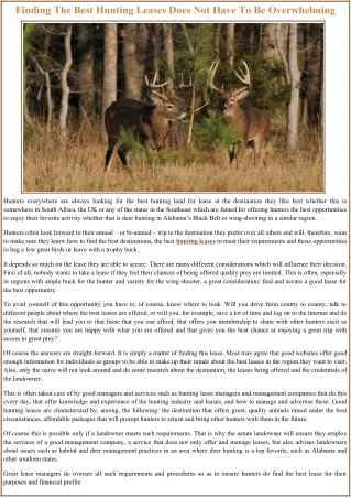 finding the best hunting leases does not have