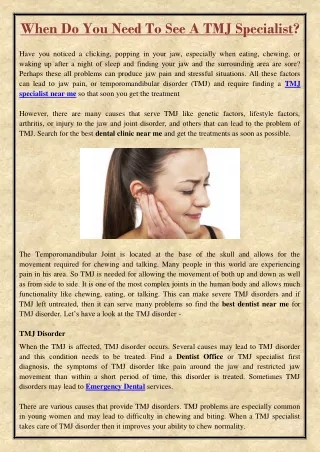 when do you need to see a tmj specialist