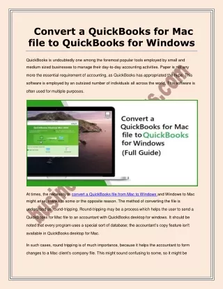 Convert a File from QuickBooks for Mac to QuickBooks for Windows