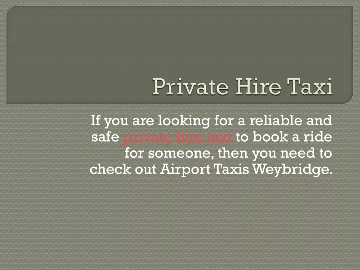 private hire taxi