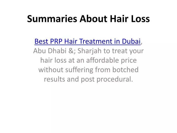 summaries about hair loss