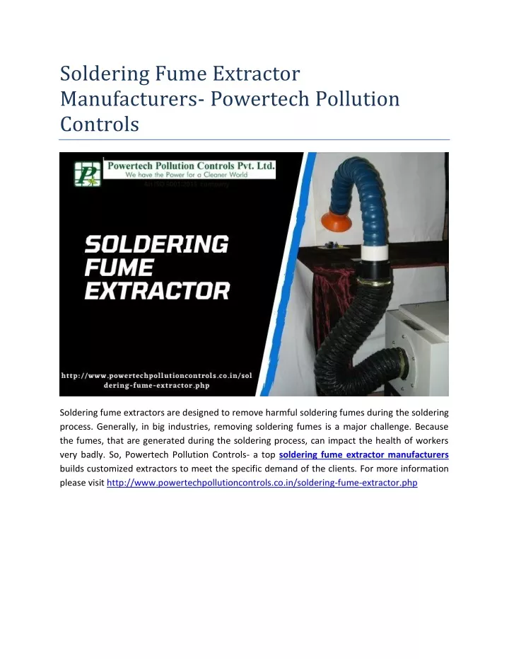 soldering fume extractor manufacturers powertech