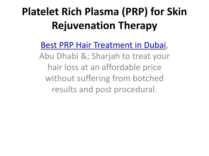 platelet rich plasma prp for skin rejuvenation therapy