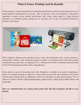 what is poster printing and its benefits