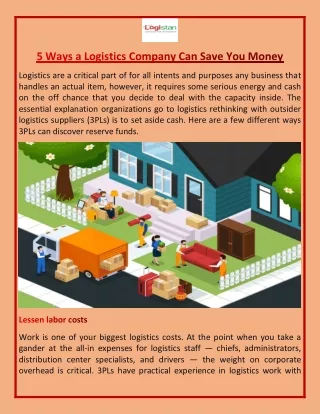 5 Ways a Logistics Company Can Save You Money