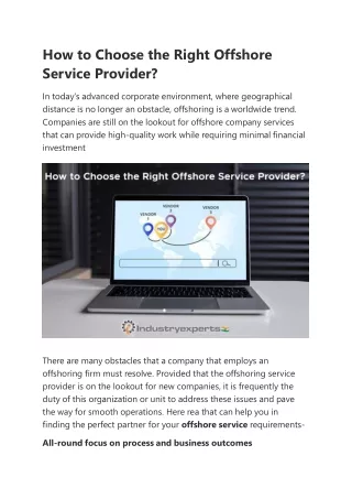 how to choose the right offshore service provider