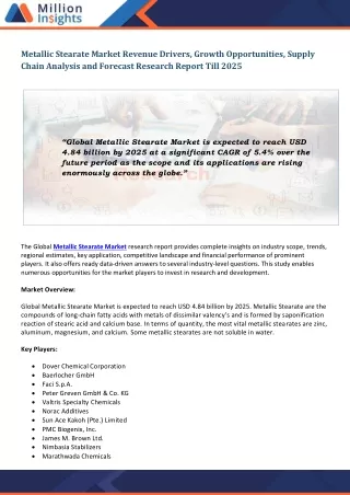 metallic stearate market revenue drivers growth
