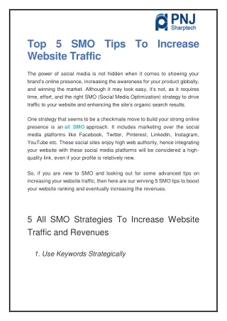 top 5 smo tips to increase website traffic
