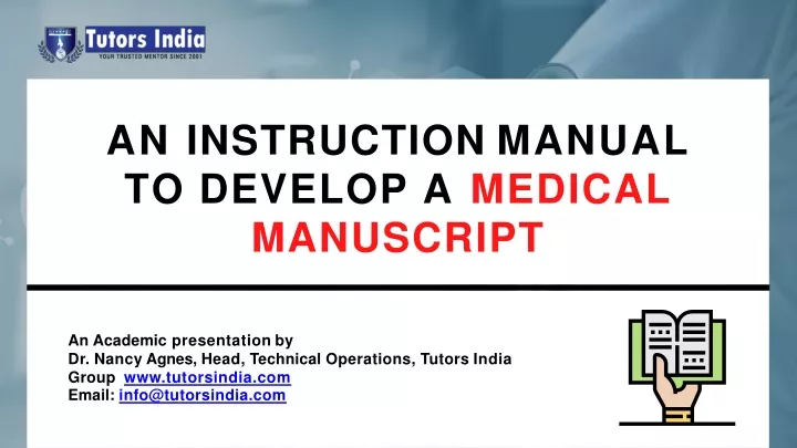 an instruction manual to develop a medical