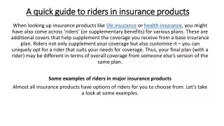 A quick guide to riders in insurance products