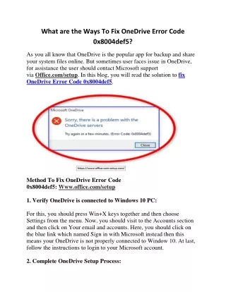 what are the ways to fix onedrive error code